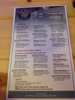 Menu photo 2 Pit Stop Bar & Grill Mosinee, WI