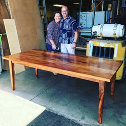 Honolulu Furniture Company - Koa table made of reclaimed koa bar top. Honolulu Furniture Company, custom furniture maker