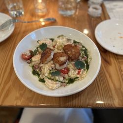 Three10 - Scallops, shrimp, rice grits dish (they change menus seasonally). Such lovely flavor and texture!!!