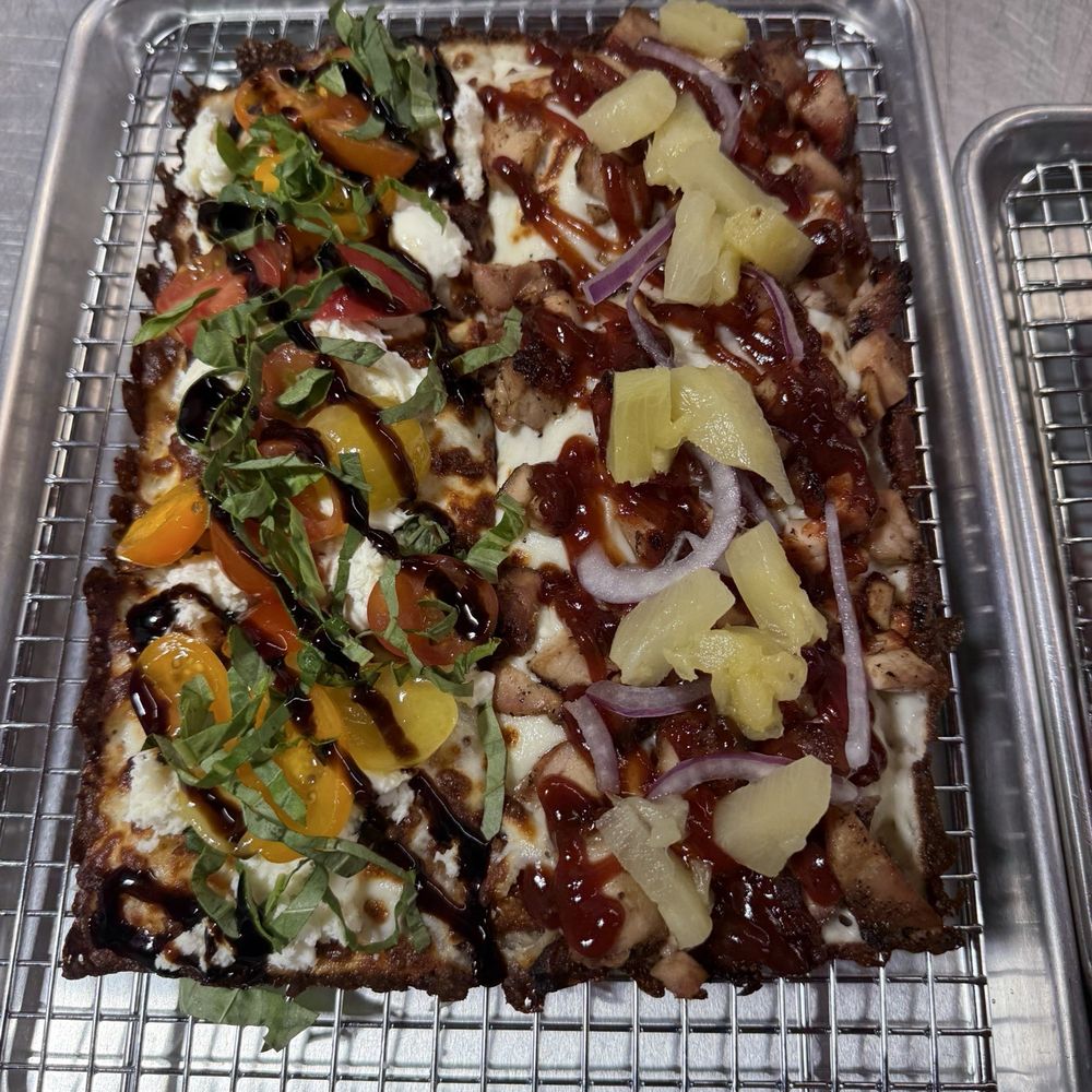 Fitti’s Pizza - Half caprese, half bbq chicken - Pizza Near Me - Eugene, Oregon Fitti’s Pizza - Half caprese, half bbq chicken - Pizza Near Me - Eugene, Oregon