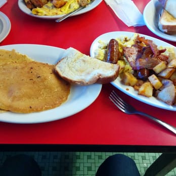Boulevard Diner - The Big Bully (your choice of pancakes or french toast, along with everything on the plate on the right) - Diners Near Me - Worcester, Massachusetts