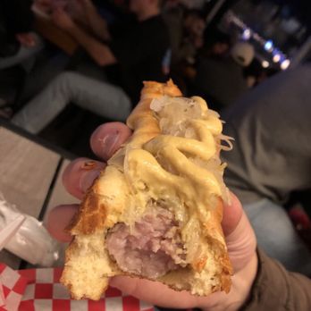 Starr Hill Biergarten - A half eaten Brat - Beer Gardens Near Me - Tysons, Virginia