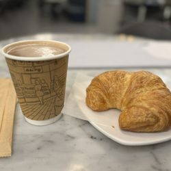 Breka Bakery & Cafe - All butter Croissant, Dark hot chocolate