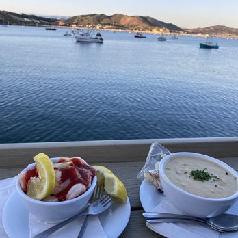 Mersea's - Food with a view. The shrimp cocktail and a bowl of chowder for sharing - Bars Near Me - Avila Beach, California Mersea's - Food with a view. The shrimp cocktail and a bowl of chowder for sharing - Bars Near Me - Avila Beach, California