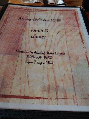 Menu photo 1 Alpine Grill Alpine, AZ