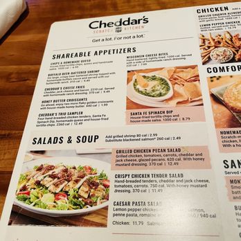 Cheddar's Scratch Kitchen - Front of the menu. - American Near Me - Mount Juliet, Tennessee Cheddar's Scratch Kitchen - Front of the menu. - American Near Me - Mount Juliet, Tennessee