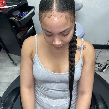 A Strictly Braids - low braided ponytail w/ extensions - Hair Extensions Near Me - San Jose, California