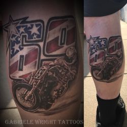Tattoo F-X - Memorial. Nicky Hayden piece by Gabriele Wright.
