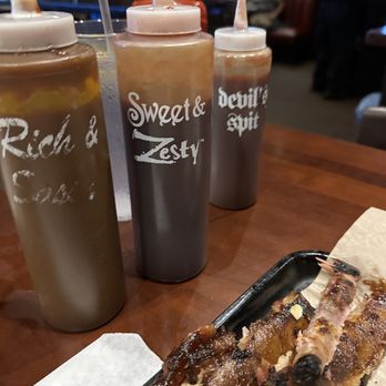 Famous Dave's - 3 sauces to pick from ...beware the Devils Spit! - Barbeque Near Me - Doral, Florida Famous Dave's - 3 sauces to pick from ...beware the Devils Spit! - Barbeque Near Me - Doral, Florida