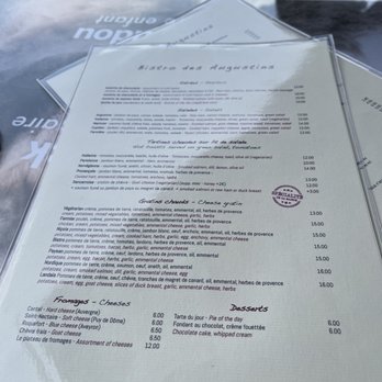 Bistro des Augustins - Menu (that took FOREVER to be brought to us) - Bistros Near Me - Paris, 75