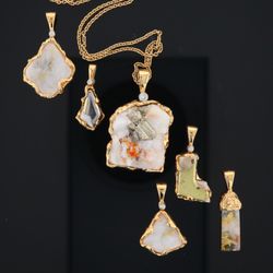 Gold Vampire - Examples of free form gold quartz pendants