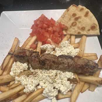 Samos Greek Island Grill - Pork souvlaki platter - Greek Near Me - Baltimore, Maryland Samos Greek Island Grill - Pork souvlaki platter - Greek Near Me - Baltimore, Maryland