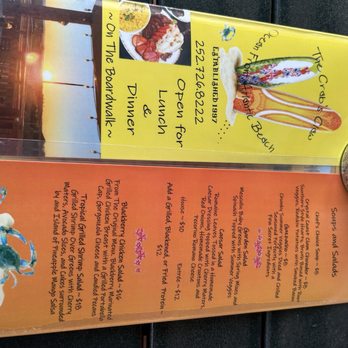 Crab's Claw Oceanfront Caribbean Restaurant - Menu cover - Seafood Near Me - Atlantic Beach, North Carolina Crab's Claw Oceanfront Caribbean Restaurant - Menu cover - Seafood Near Me - Atlantic Beach, North Carolina