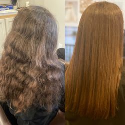 Tomy B. Salon Long Island - Hair consultation before and after - collagen treatment