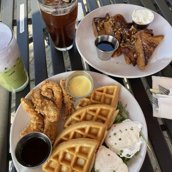 Eggspresso - Fried chicken and waffles Seasonal Fruit Toast - Breakfast & Brunch Near Me - Fullerton, California Eggspresso - Fried chicken and waffles Seasonal Fruit Toast - Breakfast & Brunch Near Me - Fullerton, California