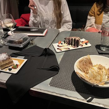 The Crush House - Flourless chocolate cake, tiramisu, and whipped fig, cheese and nuts crepes with gelato. - Wineries Near Me - Canton, Ohio The Crush House - Flourless chocolate cake, tiramisu, and whipped fig, cheese and nuts crepes with gelato. - Wineries Near Me - Canton, Ohio
