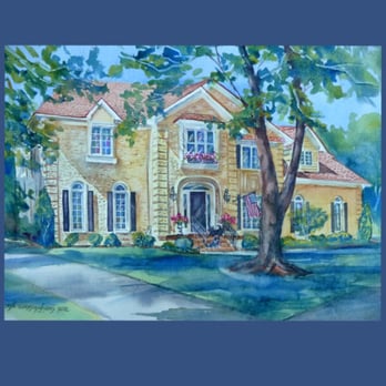 Cunningham Watercolors - watercolor home portrait by MB Cunningham - Commissioned Artists Near Me