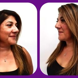 True Salon - All over color with foiled highlights placed to soften the grow out and mimic the perfect balayage.