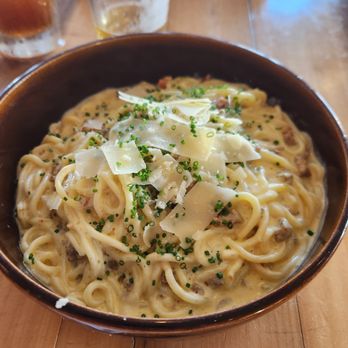 264 Fresco - Spaghetti Carbonara with guanciale and pecorino romano. - Italian Near Me - Carlsbad, California 264 Fresco - Spaghetti Carbonara with guanciale and pecorino romano. - Italian Near Me - Carlsbad, California