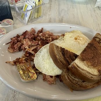 At Long Last - Homemade corn beef hash, eggs, marble bread. - Breakfast & Brunch Near Me - Auburn, New York