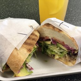 Carne asada torta with pineapple lemonade