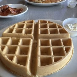 Waffle with side of bacon