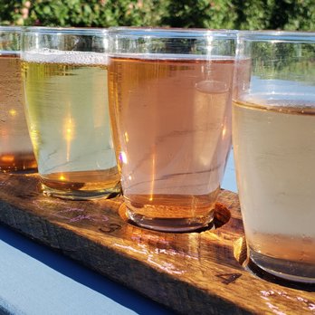 BlackBird Cider Works - four glasses of cider - Cideries Near Me - Barker, New York