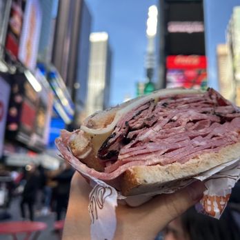 Zabar's - No 1 with cow tongue, pastrami, corned beef, provolone and Russian sauce. - Bakeries Near Me - New York, New York Zabar's - No 1 with cow tongue, pastrami, corned beef, provolone and Russian sauce. - Bakeries Near Me - New York, New York