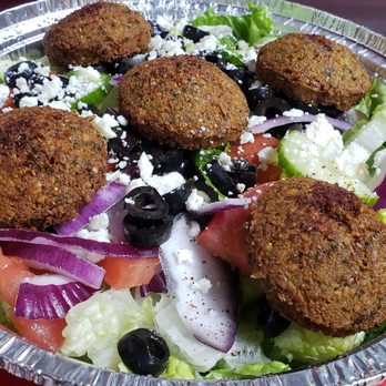 Moe's Gyro - Falafel Salad with dressing on the side. - Mediterranean Near Me - Hurst, Texas Moe's Gyro - Falafel Salad with dressing on the side. - Mediterranean Near Me - Hurst, Texas