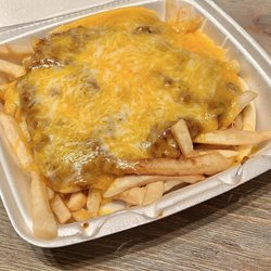 The Lucky Greek - Chili Cheese Fries. Uber melted cheese and flavorful, meaty chili. The fries are medium cut and crispy. Love it, highly recommend.