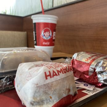 Wendy's - a hamburger and a drink on a tray - Burgers Near Me - Grove City, Ohio Wendy's - a hamburger and a drink on a tray - Burgers Near Me - Grove City, Ohio