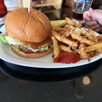 The Standard Station - Burger with pineapple and fries. - Sports Bars Near Me - El Segundo, California The Standard Station - Burger with pineapple and fries. - Sports Bars Near Me - El Segundo, California
