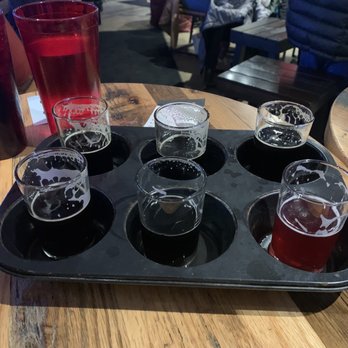 Saucy Brew Works - Flight of stouts (already had some sips) - Coffee & Tea Near Me - Columbus, Ohio