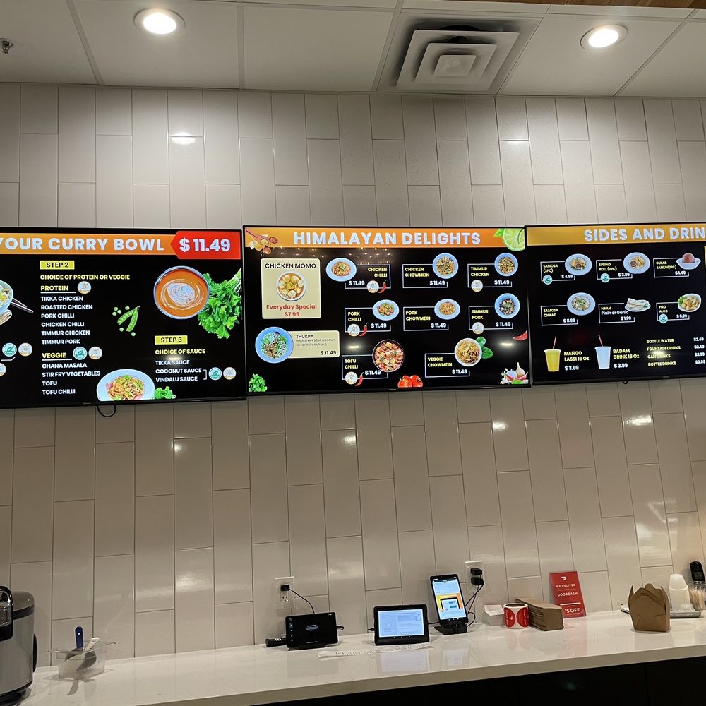 Menu inside the restaurant.