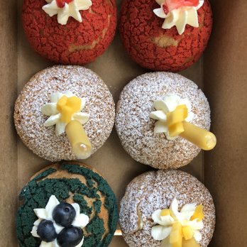 Puffs - Strawberry diplomat cream puff, mango curd mixed with whipped cream puff, and blueberry diplomat cream puff! - Desserts Near Me Puffs - Strawberry diplomat cream puff, mango curd mixed with whipped cream puff, and blueberry diplomat cream puff! - Desserts Near Me