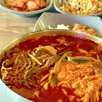 Hodori 365 - Yuk Kalguksu 육칼국수 Spicy Beef Soup w/ Noodle - Korean Near Me - Northridge, California Hodori 365 - Yuk Kalguksu 육칼국수 Spicy Beef Soup w/ Noodle - Korean Near Me - Northridge, California