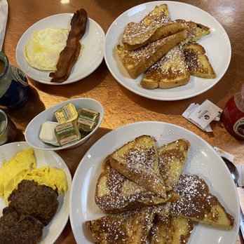 Another Broken Egg Cafe - Our breakfasts French toast, 2 eggs and a side of meat. - Breakfast & Brunch Near Me - Clearwater Beach, Florida
