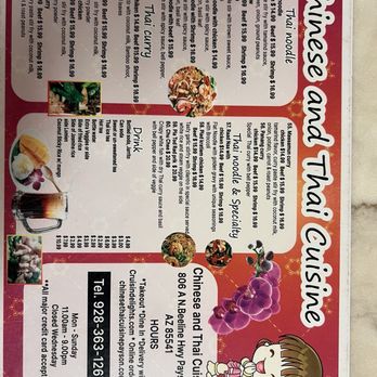 Chinese Thai Cuisine - Menu side 2 - Chinese Near Me - Payson, Arizona