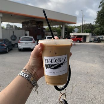 Theory Coffee Company - Oatmilk latte with caramel - Food Trucks Near Me - San Antonio, Texas