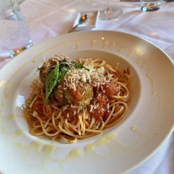 Acqua Di Mare - Spaghetti Marinara. The meatballs were tender and flavorful. - Mediterranean Near Me - Chandler, Arizona