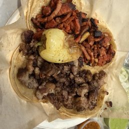 Adobada and costilla tacos