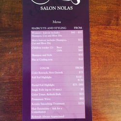 Salon Nolas - Pricing - SALON NOLAS