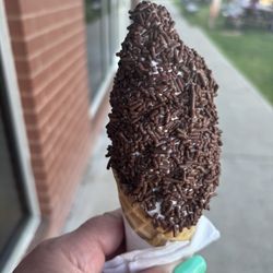 Frostie Moose - Twist Waffle cone Small Chocolate sprinkles