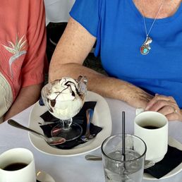Peppermint ice cream with hot fudge.