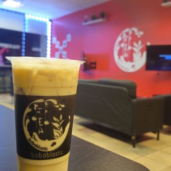 Bobablastic - Regular Milk Tea (black) with custard pudding - Desserts Near Me - Webster, Texas Bobablastic - Regular Milk Tea (black) with custard pudding - Desserts Near Me - Webster, Texas