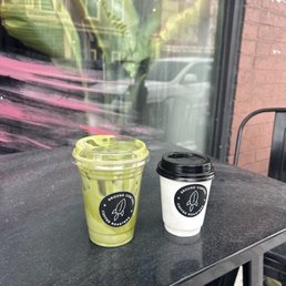 Matcha latte and flat white Matcha latte and flat white
