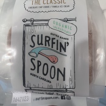 Surfin' Spoon - The Classic chocolate chip cookie with vanilla ice cream sandwich - Ice Cream & Frozen Yogurt Near Me - Nags Head, North Carolina