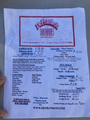 Menu photo 8 DeFranko's Submarines Los Angeles, CA Menu photo 8 DeFranko's Submarines Los Angeles, CA