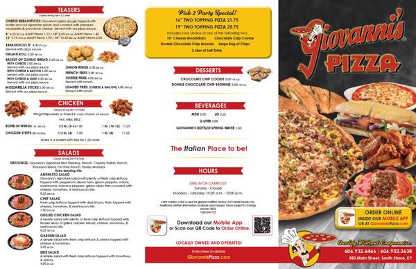 Menu photo 1 Giovanni's Pizza South Shore, KY Menu photo 1 Giovanni's Pizza South Shore, KY