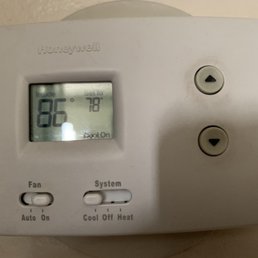 My a/c thermostat displaying my house was 86 degrees inside. My a/c thermostat displaying my house was 86 degrees inside.